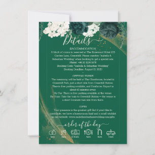 Trendy Elegant Emerald Green Rose Wedding Program