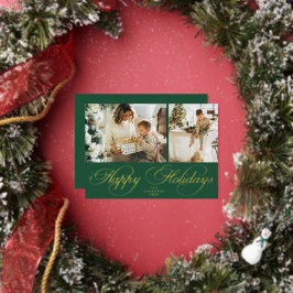 Trendy Elegant Family Photo Collage Christmas Foil Holiday Card