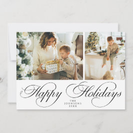 Trendy Elegant Family Photo Collage Christmas Holiday Card