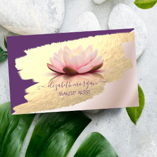 Trendy,Elegant,Faux Gold Foil Brush Stroke,Lotus Business Card
