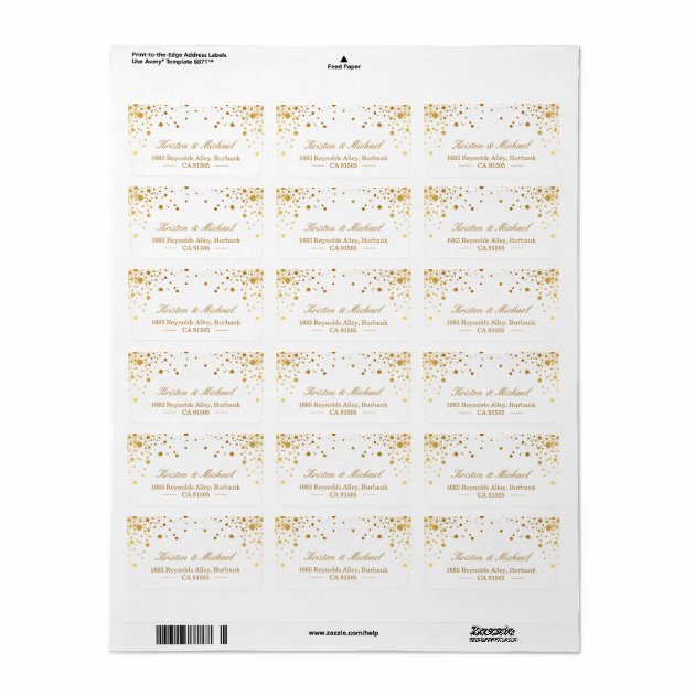 Trendy Elegant Faux Gold Glam Confetti Dots Label