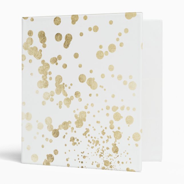 Trendy elegant faux gold modern confetti pattern 3 ring binder (Front/Inside)