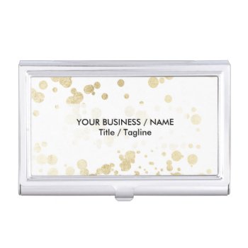 Trendy Elegant Faux Gold Modern Confetti Pattern Business Card Holder by pink_water at Zazzle