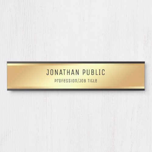 Trendy Elegant Faux Gold Personalized Template Door Sign