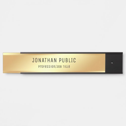 Trendy Elegant Faux Gold Personalized Template Door Sign | Zazzle