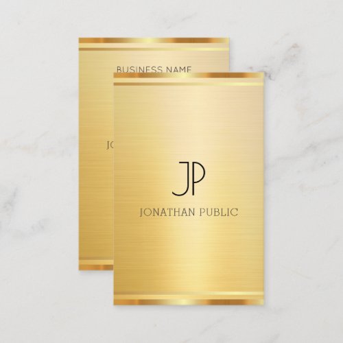 Trendy Elegant Faux Gold Template Modern Vertical Business Card