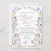 Trendy Elegant Floral Lavender Bridal Shower Invitation (Front)