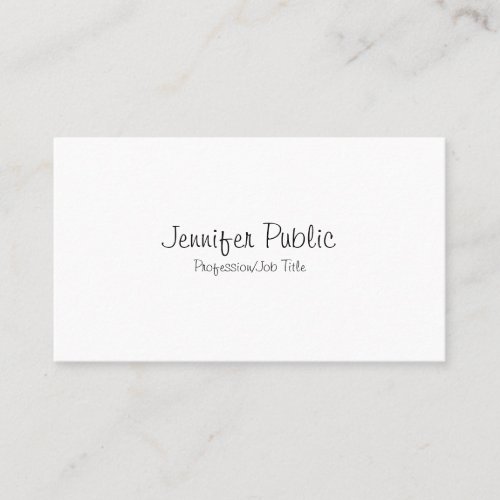 Trendy Elegant Freehand Script Sleek Design Plain Business Card