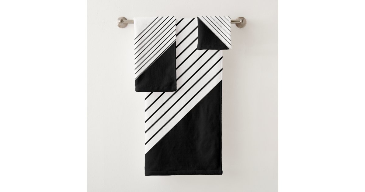 Black And White Geometric Bath Towels