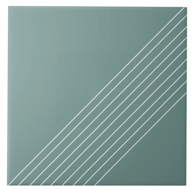 Trendy Elegant Geometric Chic On Sage Green Ceramic Tile (Front)