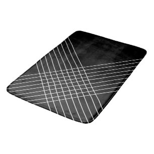 Trendy Elegant Geometric On Black Bath Mat