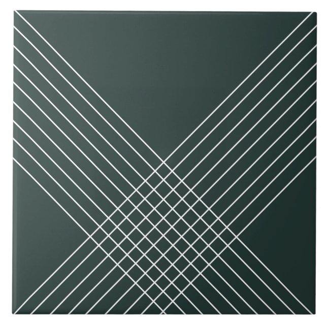 Trendy Elegant Geometric On Deep Green Ceramic Tile (Front)