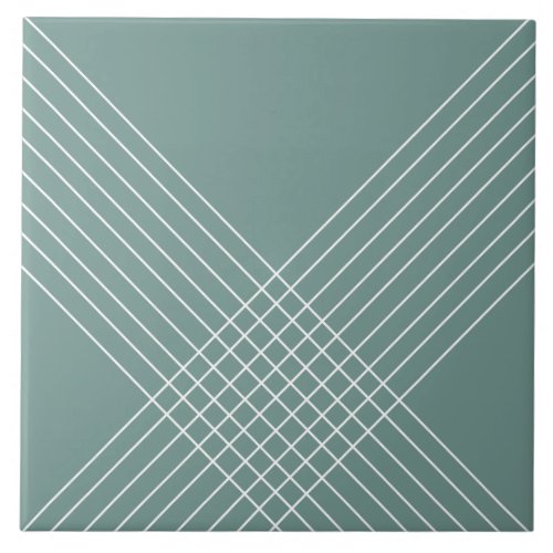 Trendy Elegant Geometric On Sage Green Ceramic Tile