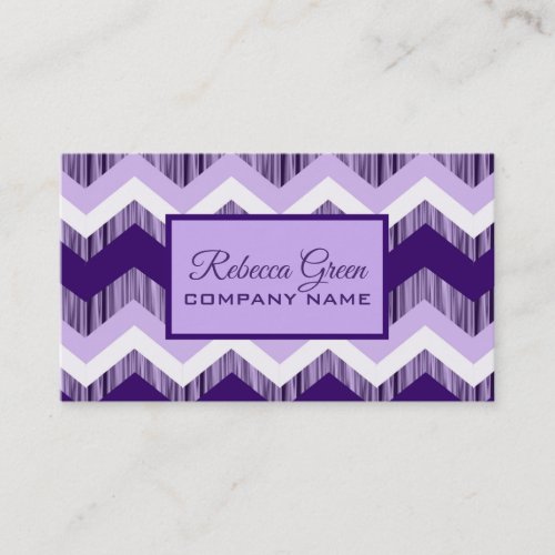 trendy elegant geometric pattern purple chevron business card