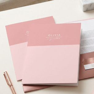 Trendy Elegant Girly Monogrammed Minimal Stylish Pocket Folder