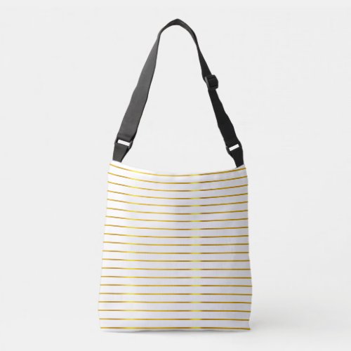 Trendy Elegant Glamorous Modern Faux Gold Stripes Crossbody Bag