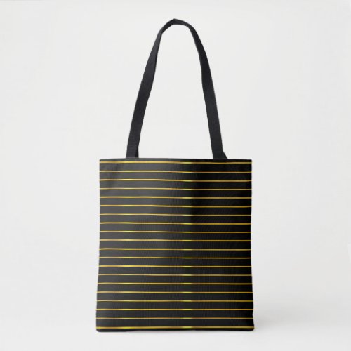 Trendy Elegant Glamour Modern Gold Stripes Black Tote Bag