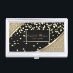 Trendy Elegant Glitter Gold Confetti ,Black, Frame Business Card Case<br><div class="desc">Elegant frame,  gold confetti  on black background. An elegant and sophisticated designe. The perfect cool gift idea for her on any occasion.</div>