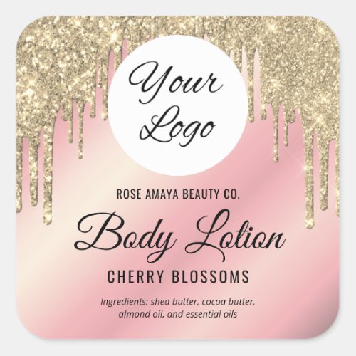 Trendy Elegant Glitter Sparkle Rose Gold Product Square Sticker