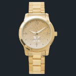 Trendy Elegant Gold Glitter Monogram First Name  Watch<br><div class="desc">Bestselling Gold Glitter Sparkle Monogram First Name Initial Letter Girly Chic Watch</div>