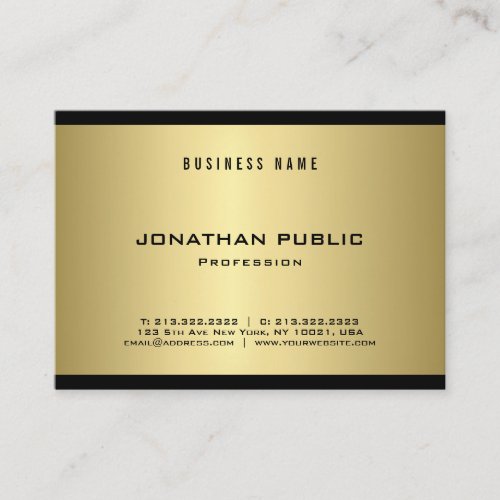 Trendy Elegant Gold Look Modern Glam Plain Luxury Business Card