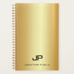 Trendy Elegant Gold Look Modern Monogram Name Planner