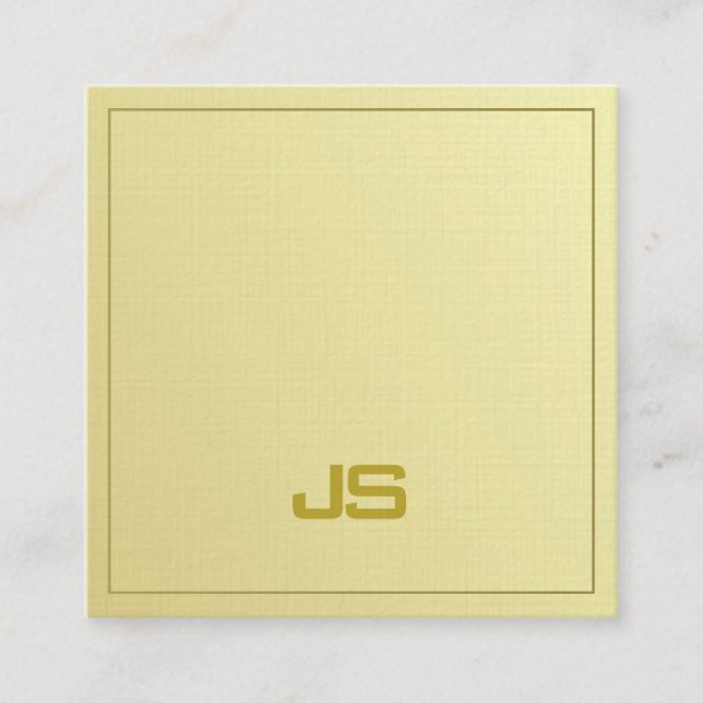 Trendy Elegant Gold Look Monogram Plain Luxury Square Business Card (Front)