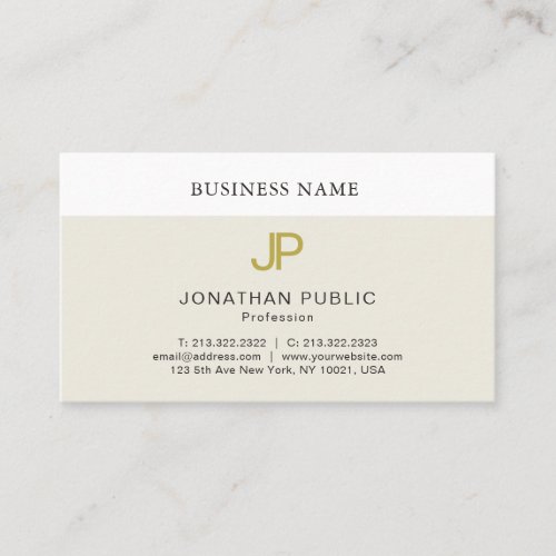 Trendy Elegant Gold Monogrammed Design Modern Business Card