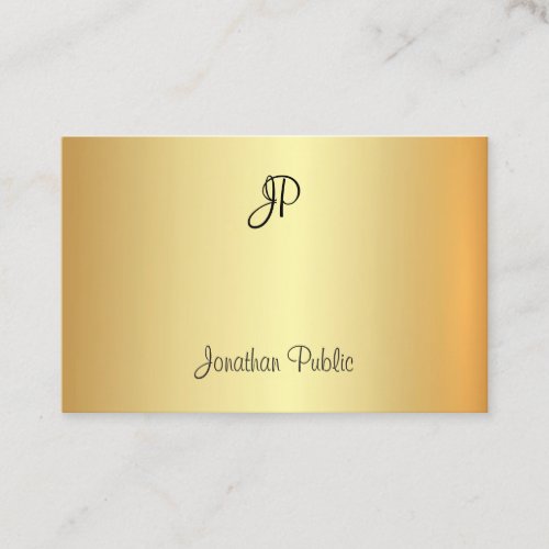 Trendy Elegant Gold Template Handwritten Monogram Business Card