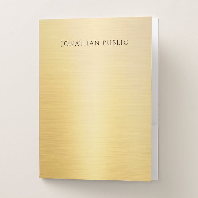 Trendy Elegant Gold Template Modern Professional Pocket Folder (Front)