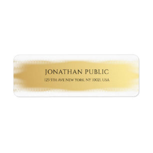 Trendy Elegant Gold White Template Return Address Label