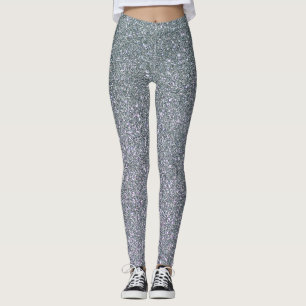 Trendy Elegant Gray Glitter Leggings