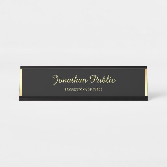 Trendy Elegant Hand Script Text Gold Template Desk Name Plate | Zazzle.com