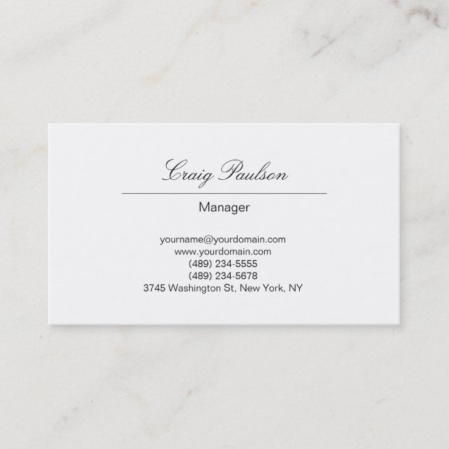 Trendy Elegant Hand Writing White Business Card (Front)