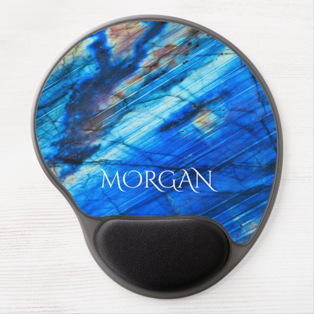 Trendy Elegant Labradorite mineral Gem Gel Mouse Pad (Front)