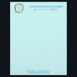 Trendy Elegant Light Aqua Custom Business Logo    Letterhead<br><div class="desc">Customize this lovely, fresh aqua business letterhead paper for the perfect design for your business needs. Modern elegant turquoise, dark aqua, green blue script can be easily edited. Add your logo and fit it to the size you like. Delete the letters from any of the spaces you want to leave...</div>