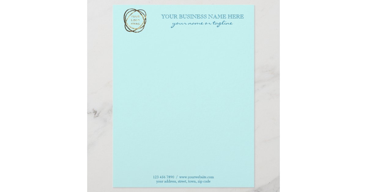 Trendy Elegant Light Aqua Custom Business Logo Letterhead | Zazzle