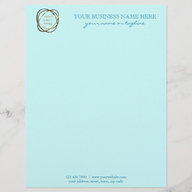 Trendy Elegant Light Aqua Custom Business Logo    Letterhead (Front)