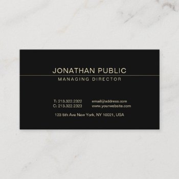 Trendy Elegant Manager Director Ceo Plain Luxury Business Card by art_grande at Zazzle