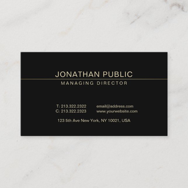 Trendy Elegant Manager Director Ceo Plain Luxury Business Card (Front)