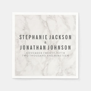 Trendy Elegant Marble Wedding Celebration Paper Napkins