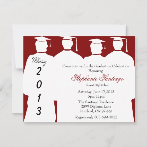 Trendy Elegant Maroon Graduation Annoucement Invitation