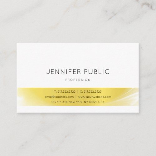 Trendy Elegant Minimalist Design Gold Luxury Plain Business Card