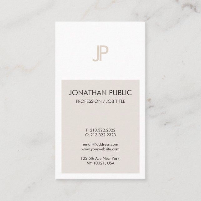 Trendy Elegant Minimalist Design Monogrammed Plain Business Card (Front)