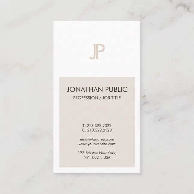 Trendy Elegant Minimalist Design Monogrammed Plain Business Card | Zazzle