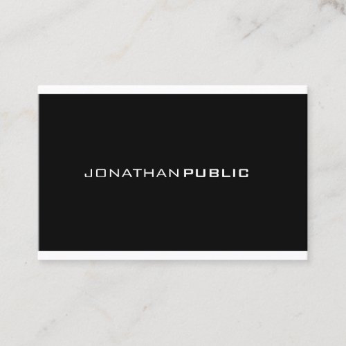 Trendy Elegant Minimalistic Design Black White Business Card