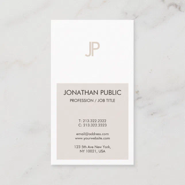 Trendy Elegant Minimalistic Design Monogram Plain Business Card | Zazzle