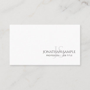 Trendy Elegant Minimalistic Monogram Plain Modern Business Card