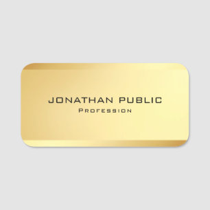 Trendy Elegant Minimalistic Template Glamour Gold Name Tag