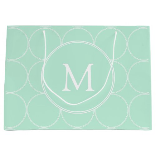 Trendy Elegant Mint Green Color Monogram Modern Large Gift Bag